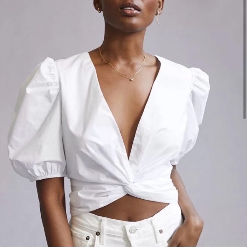 English Factory White Twist Crop Top